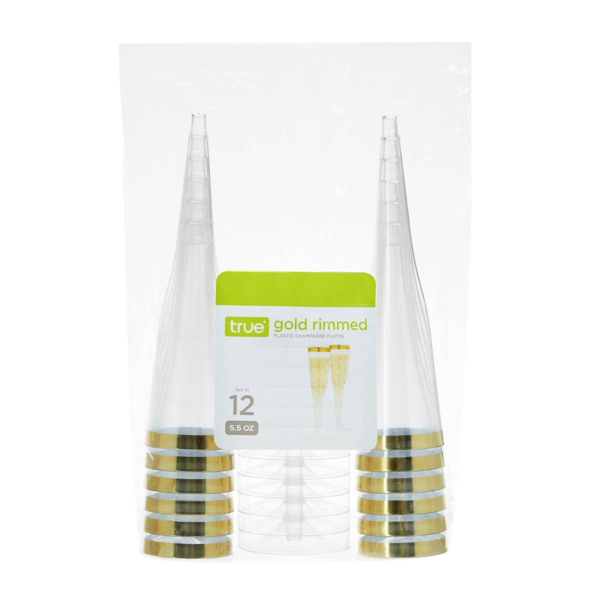 Disposable Gold Rimmed Champagne Flutes - Pack of 12