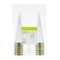 Disposable Gold Rimmed Champagne Flutes - Pack of 12