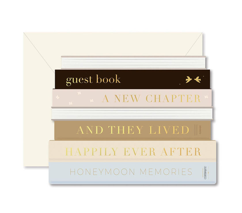 Wedding Books Die-Cut Greeting Card