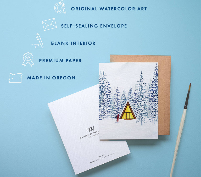 Snowy Cabin Greeting Card