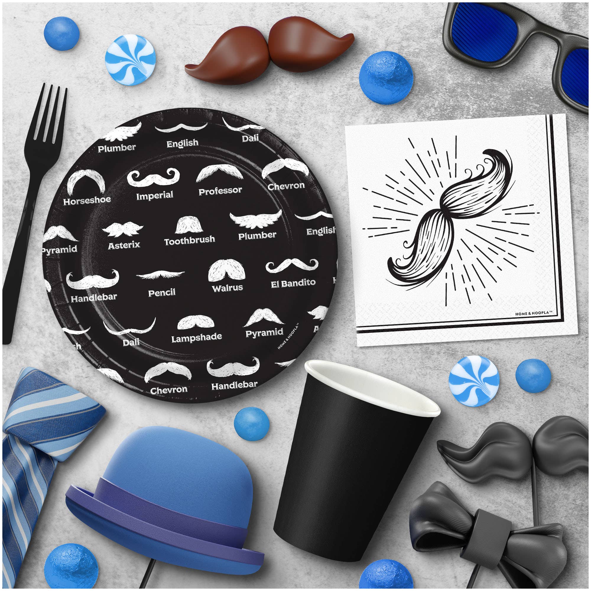 Mustache Theme Party Cocktail Napkins -16CT