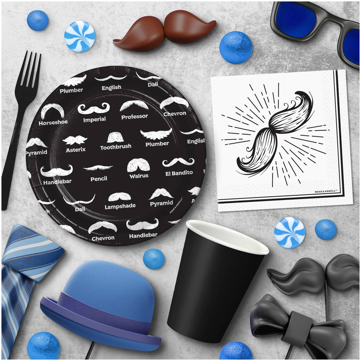 Mustache Theme Party Cocktail Napkins -16CT