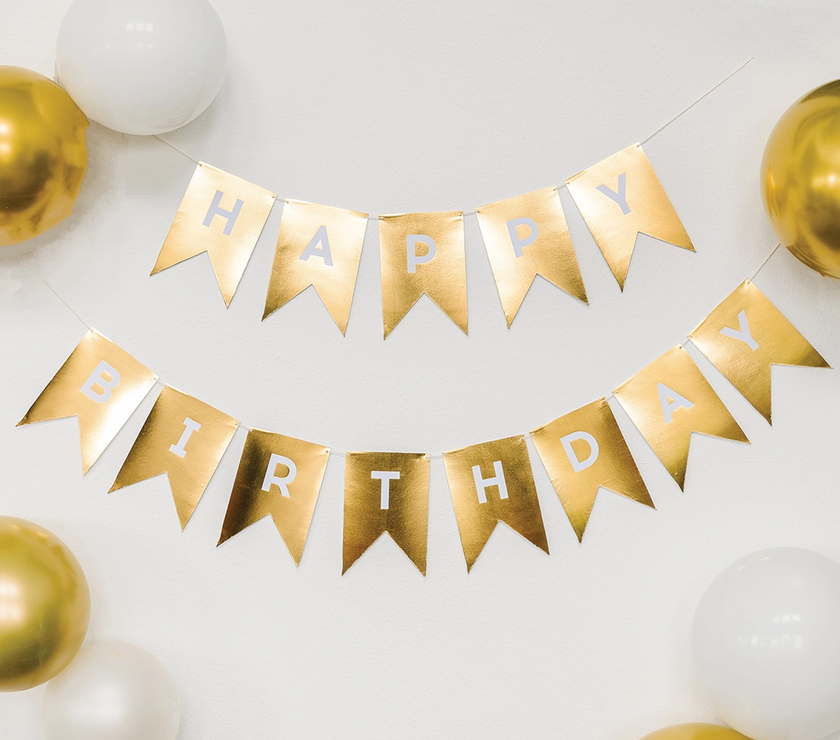 Gold Happy Birthday Banner