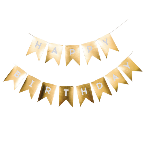 Gold Happy Birthday Banner