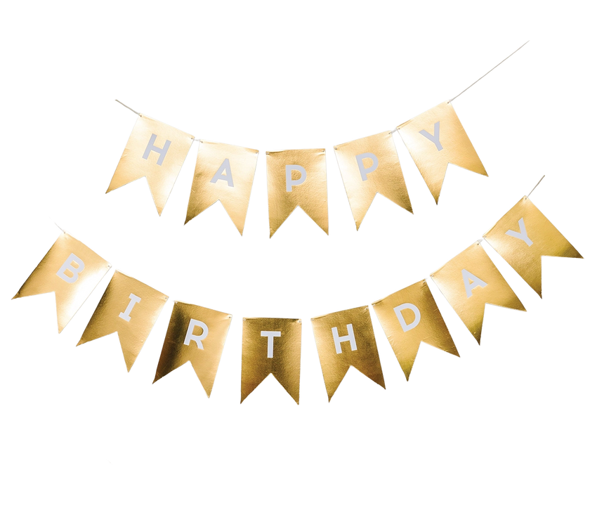 Gold Happy Birthday Banner