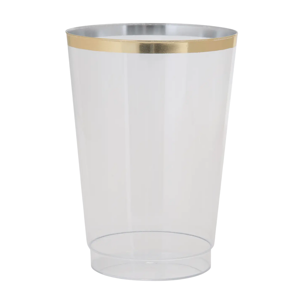 Clear Plastic Cups with Gold Rim 20CT