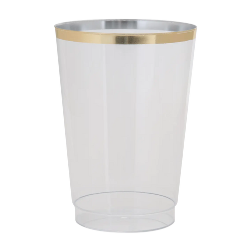 Clear Plastic Cups with Gold Rim 20CT