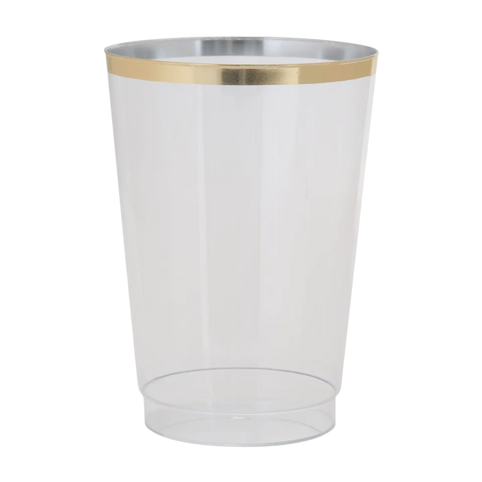Clear Plastic Cups with Gold Rim 20CT