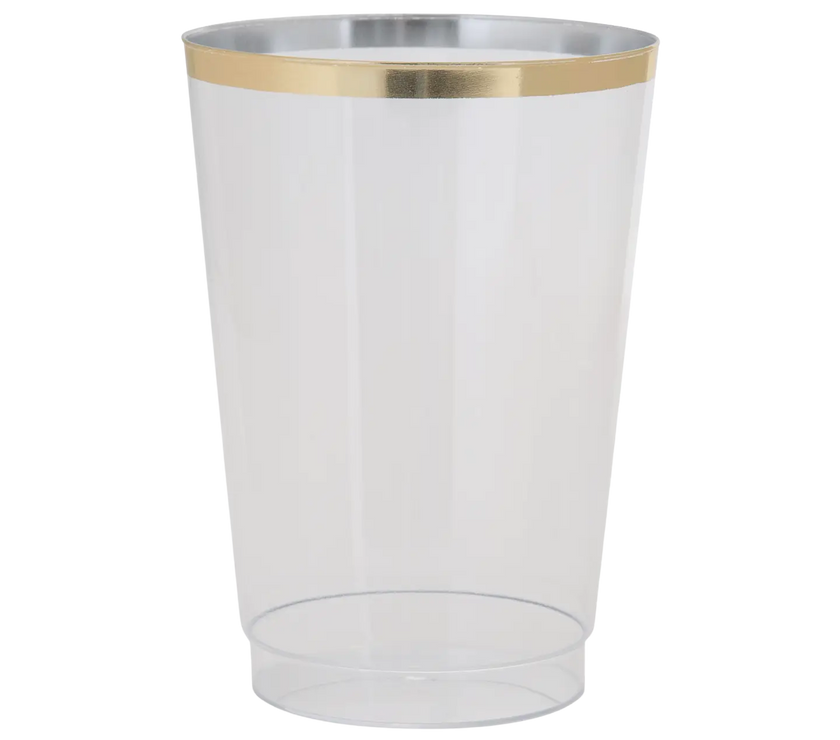 Clear Plastic Cups with Gold Rim 20CT