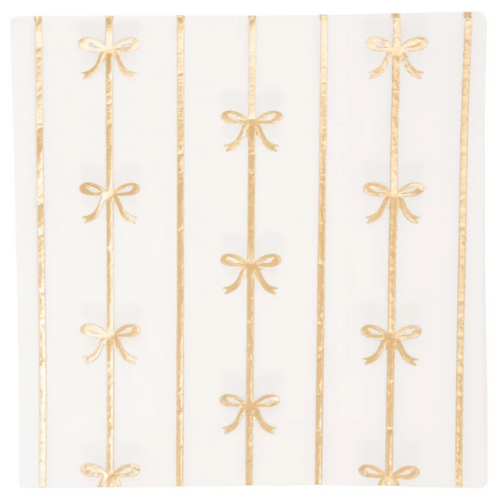 White and Gold Signature Bow Small Napkins 20CT