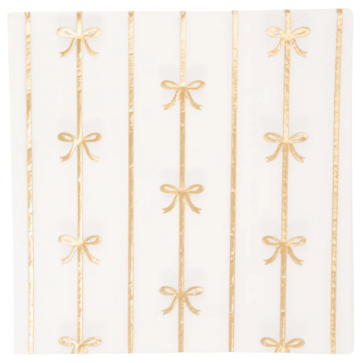 White and Gold Signature Bow Small Napkins 20CT
