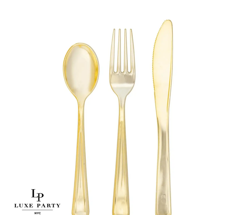 Gold Premium Plastic Cutlery Combo Set - 140 Pieces