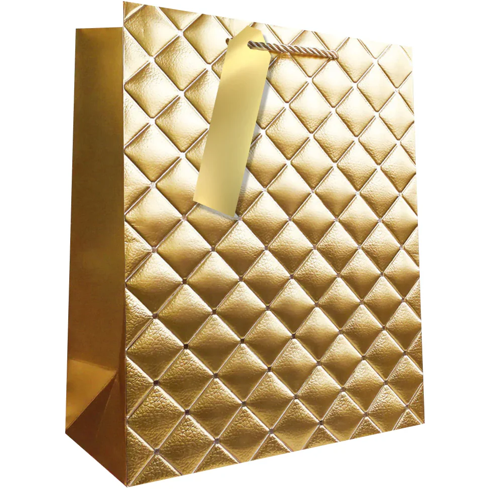 Large Quilted Gold Gift Bag
