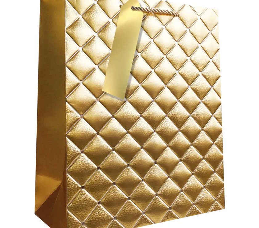 Large Quilted Gold Gift Bag