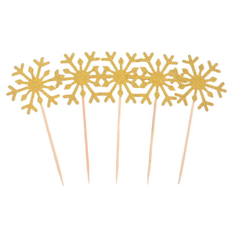 Gold Snowflake Toppers 10CT