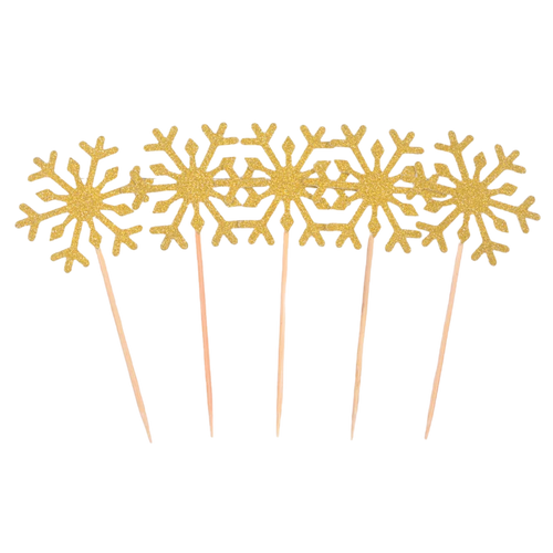 Gold Snowflake Toppers 10CT