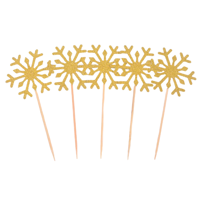 Gold Snowflake Toppers 10CT