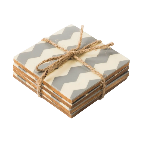 Inlaya Grey and Ivory Coasters - Set of 4
