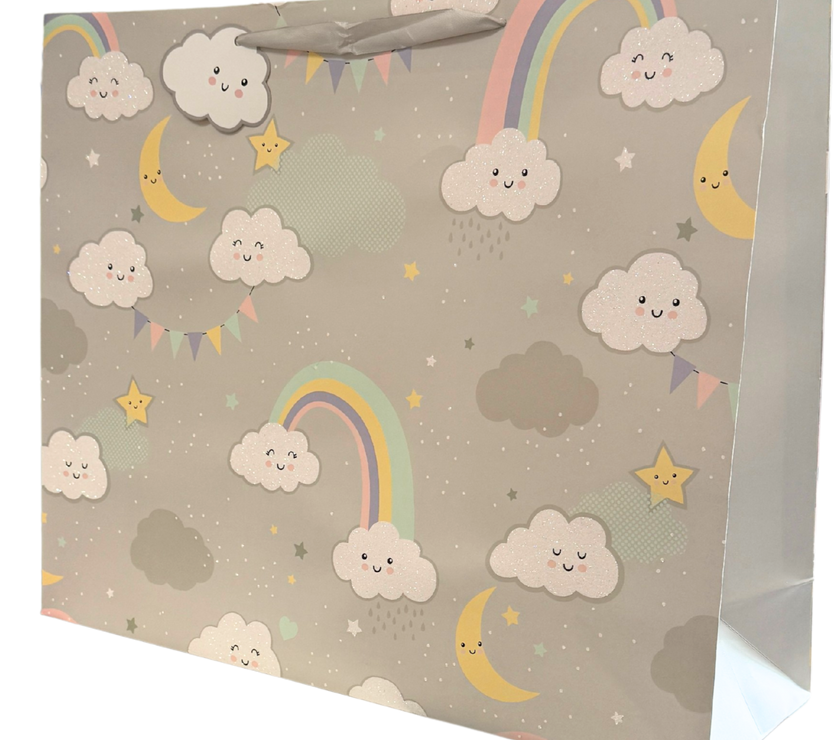 Gray Rainbow & Cloud Jumbo Baby Gift Bag