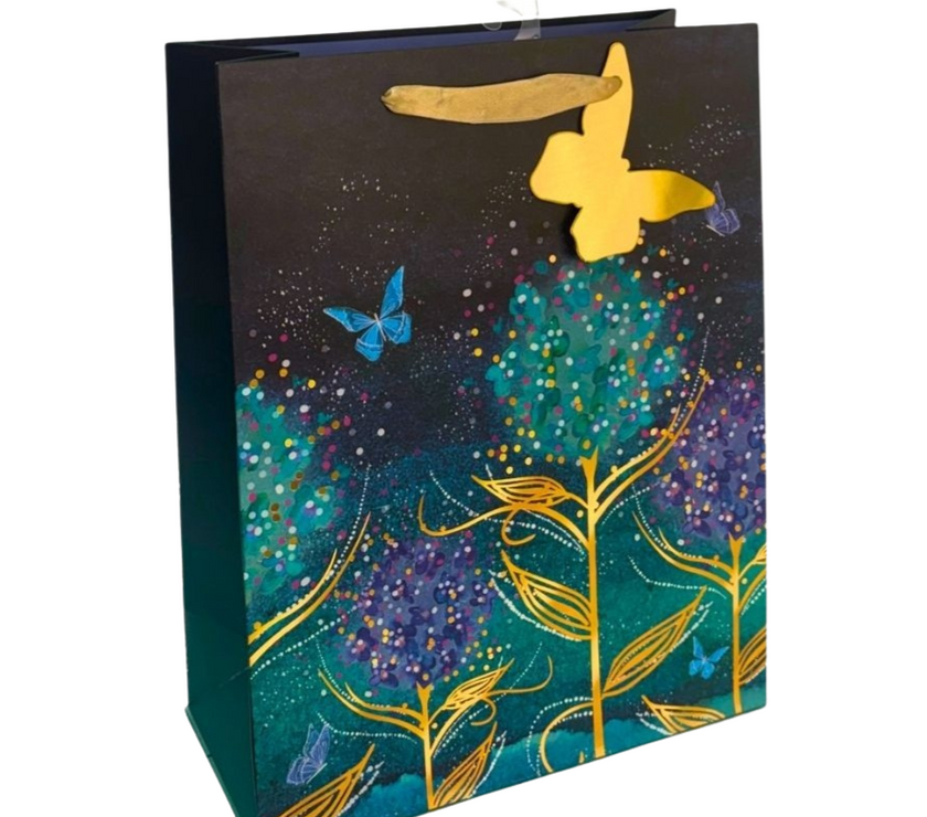 Green and Purple Floral Large Gift Bag