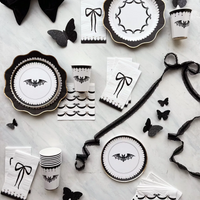 Elegant Halloween Dessert Lacy Bat Plates 8CT