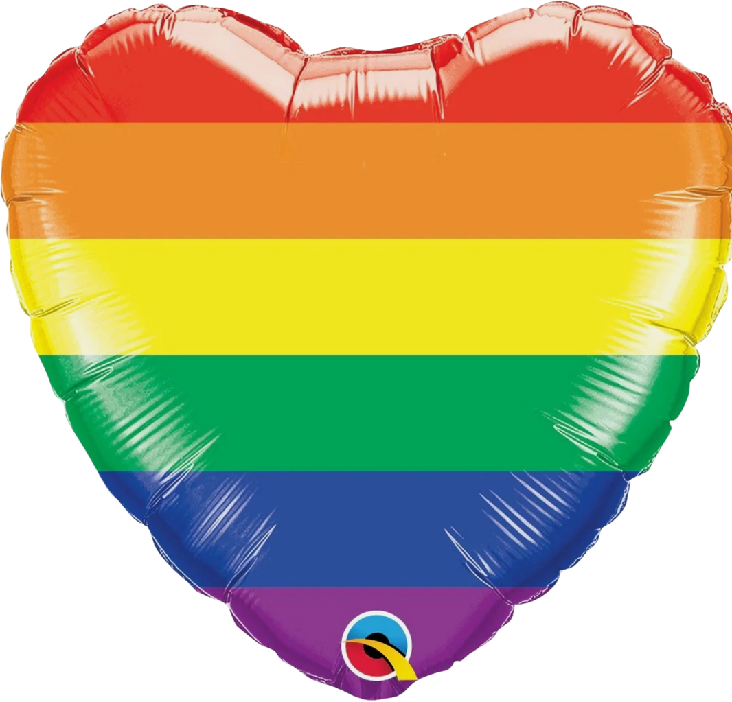 18" Heart Rainbow Stripes Foil Balloon