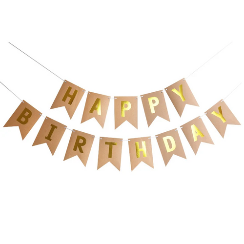 Kraft Paper Happy Birthday Banner