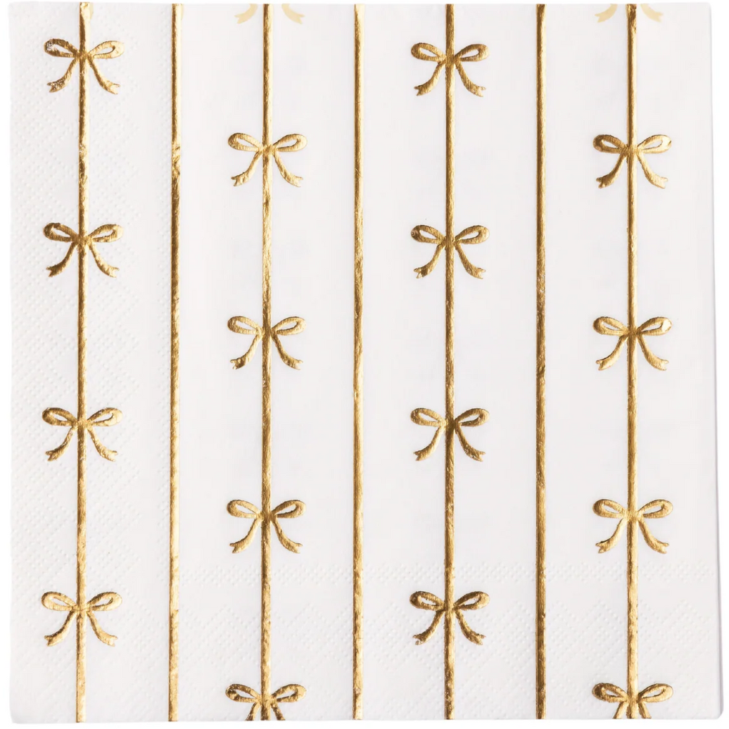 White and Gold Signature Bow Large Napkins 20CT