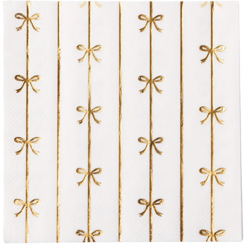 White and Gold Signature Bow Large Napkins 20CT