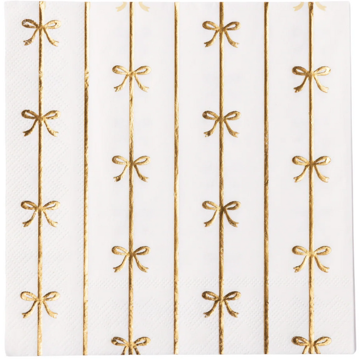 White and Gold Signature Bow Large Napkins 20CT