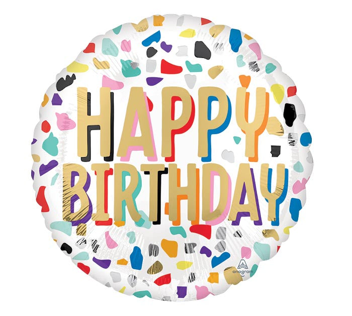 Happy Birthday Confetti 17" Mylar Balloon