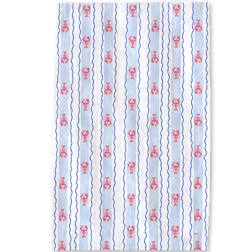 Lobster Striped Tea Towel