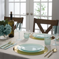 Mint Green Plastic Dinner Plates with Gold Trim 10CT