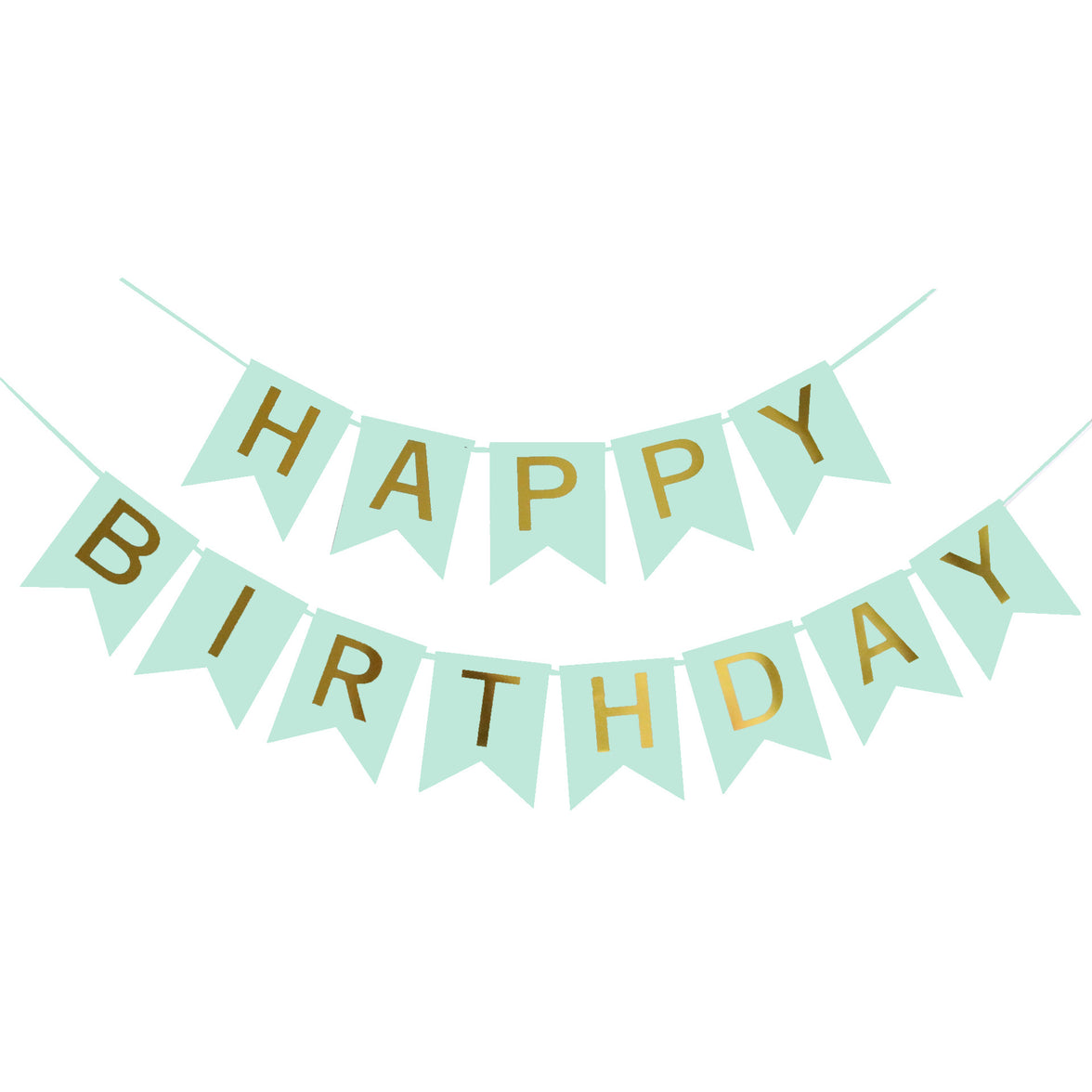 Mint Green and Gold Happy Birthday Banner