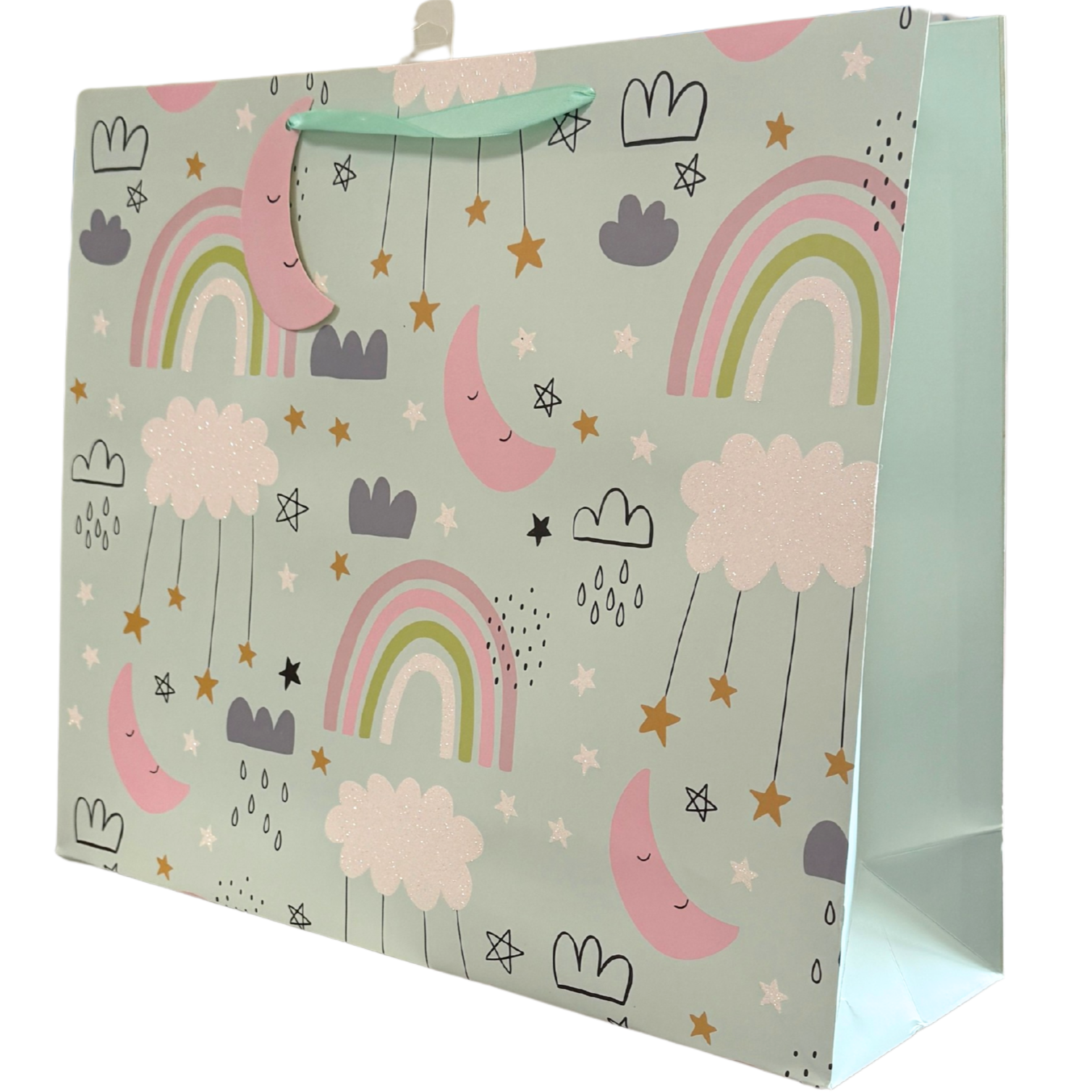 Light Blue Rainbow & Moon Jumbo Baby Gift Bag