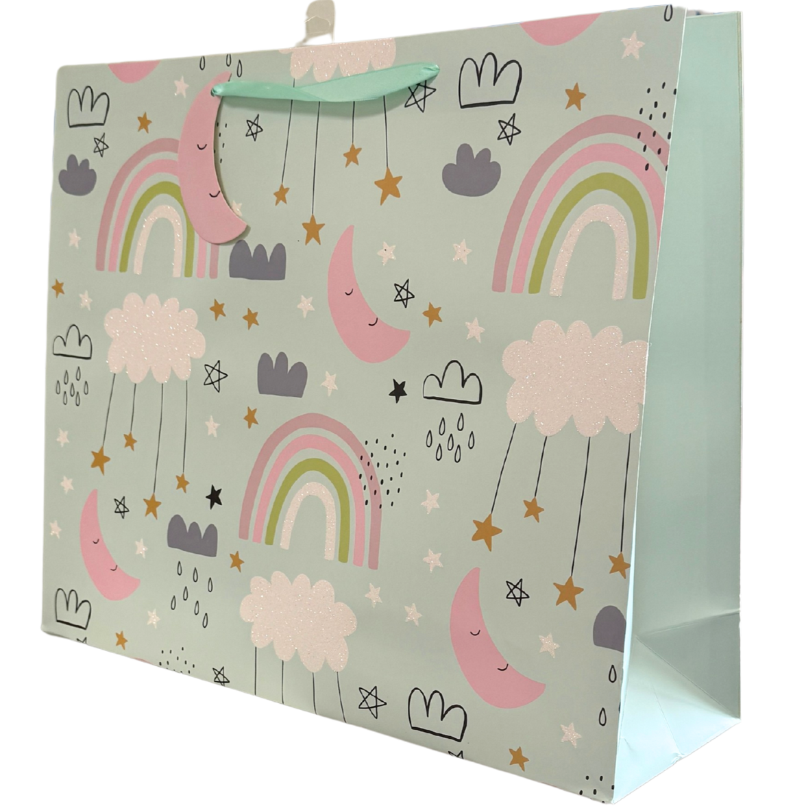 Light Blue Rainbow & Moon Jumbo Baby Gift Bag