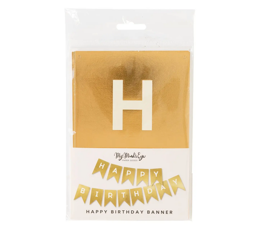 Gold Happy Birthday Banner