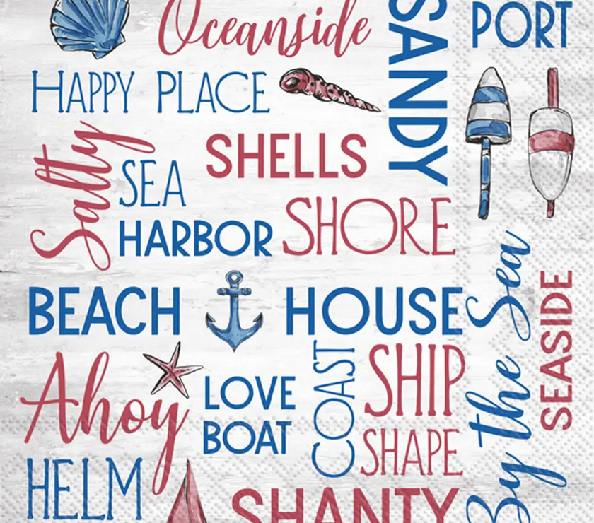 Paper Cocktail Napkins Pack of 20 Nautical Sentiment