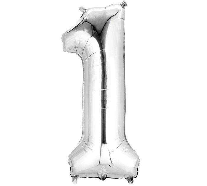 Number 1 Silver 34" Mylar Balloon