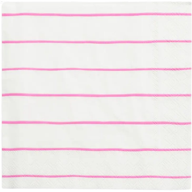 Frenchie Cerise Pink Striped Luncheon Napkins 16CT