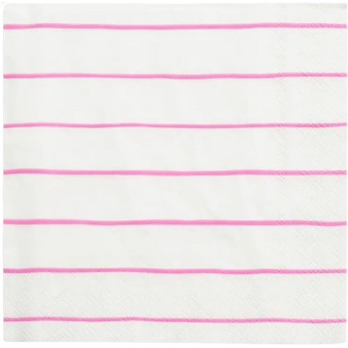 Frenchie Cerise Pink Striped Luncheon Napkins 16CT