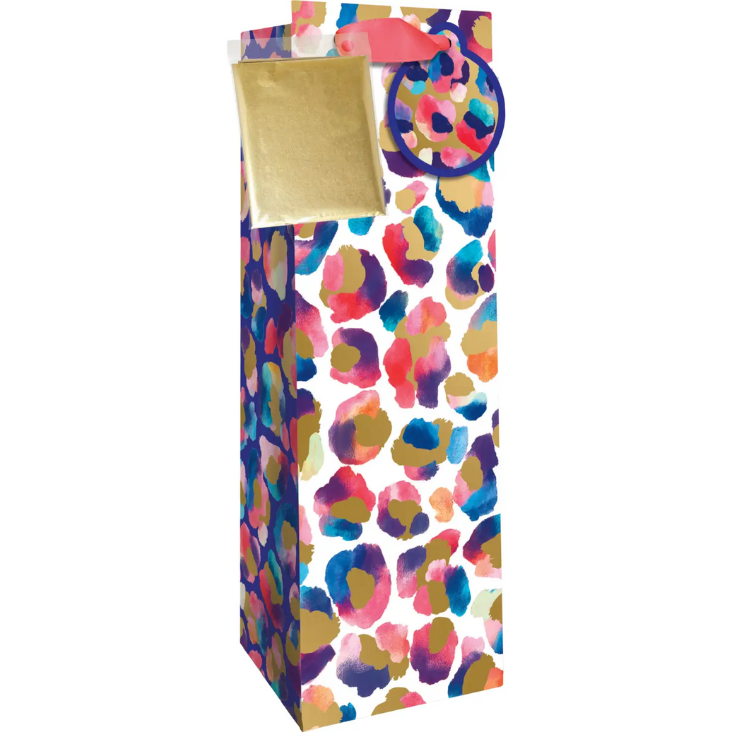 Painted Leopard Bottle Bag w/ Tissue