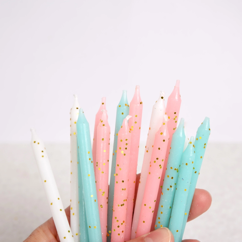 Pastel Gold Glitter Candles 24CT