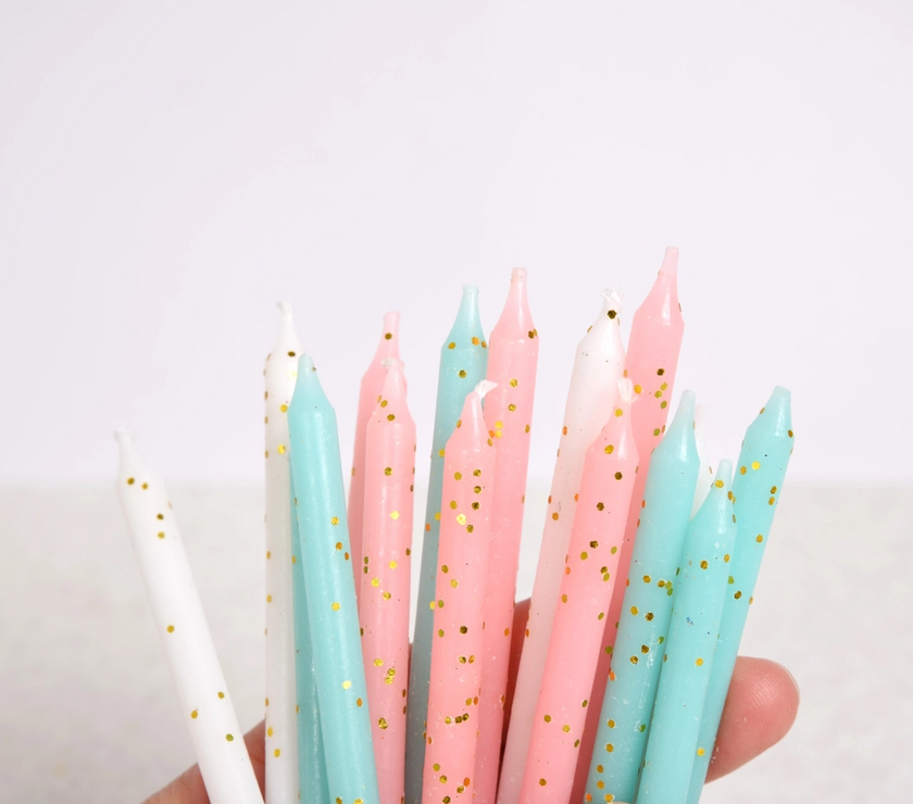 Pastel Gold Glitter Candles 24CT