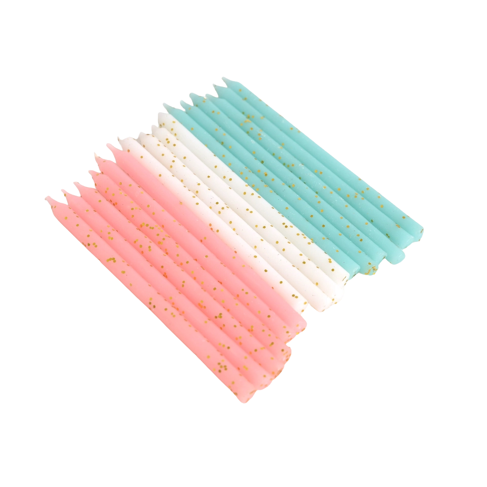 Pastel Gold Glitter Candles 24CT