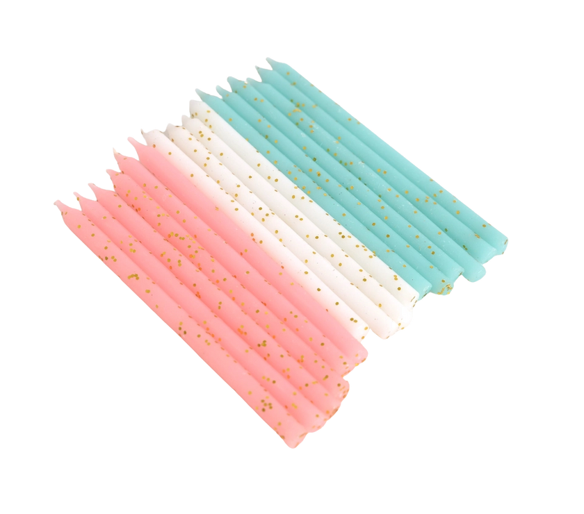 Pastel Gold Glitter Candles 24CT