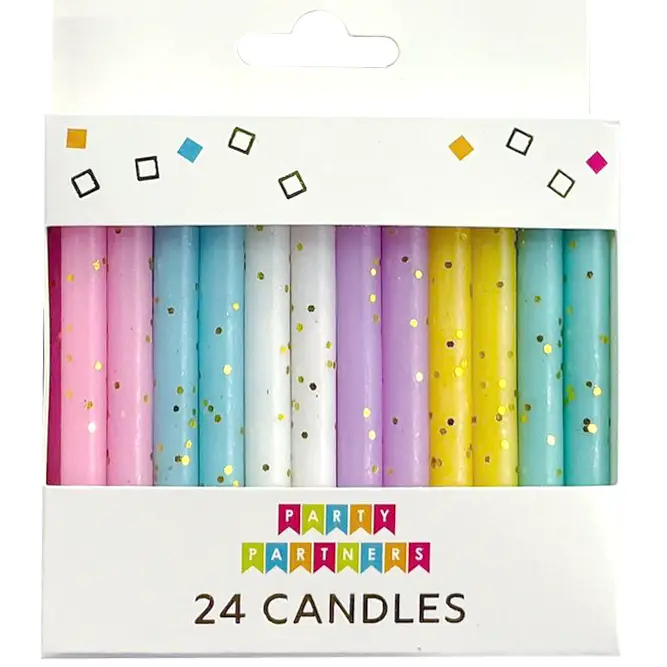 Pastel Gold Glitter Candles 16CT
