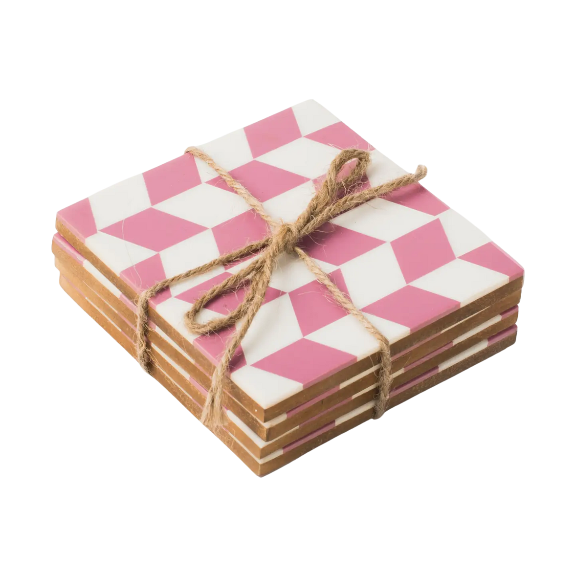 Rosette Pink and Ivory Coasters - Set of 4