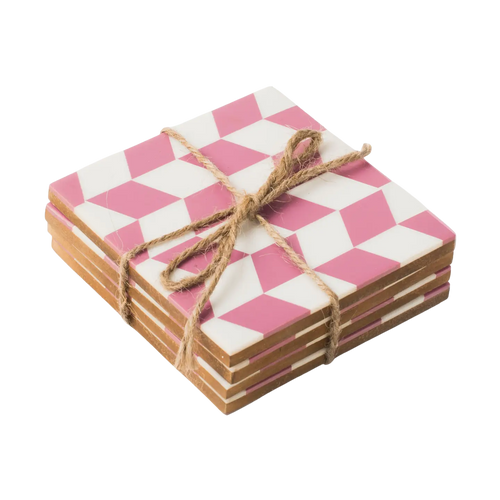 Rosette Pink and Ivory Coasters - Set of 4