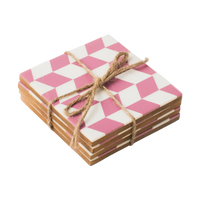 Rosette Pink and Ivory Coasters - Set of 4